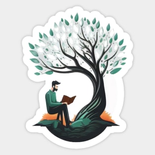 Book Reading under a Tree - Designs for a Green Future Sticker